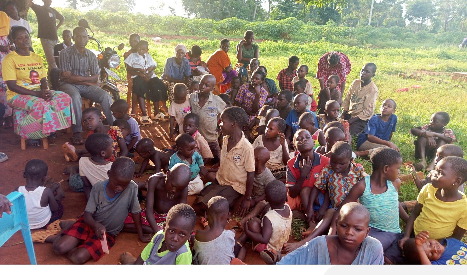 Community gathering with adults and children